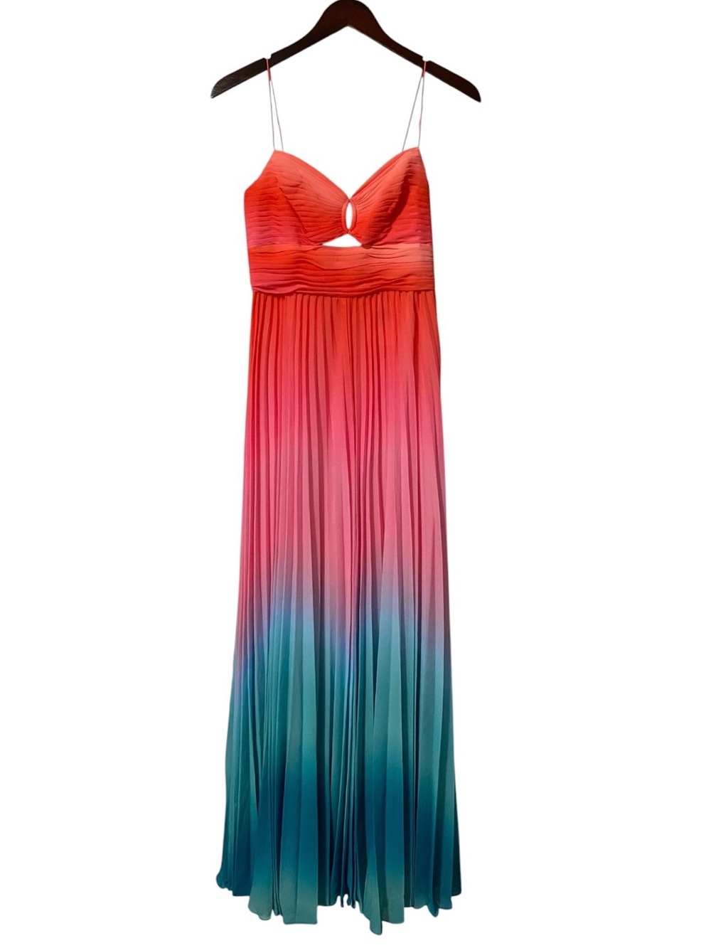 NWT AMUR Emmett Pleated Gown in Ombre Sunset Dress Size 2 - Picture 10 of 13